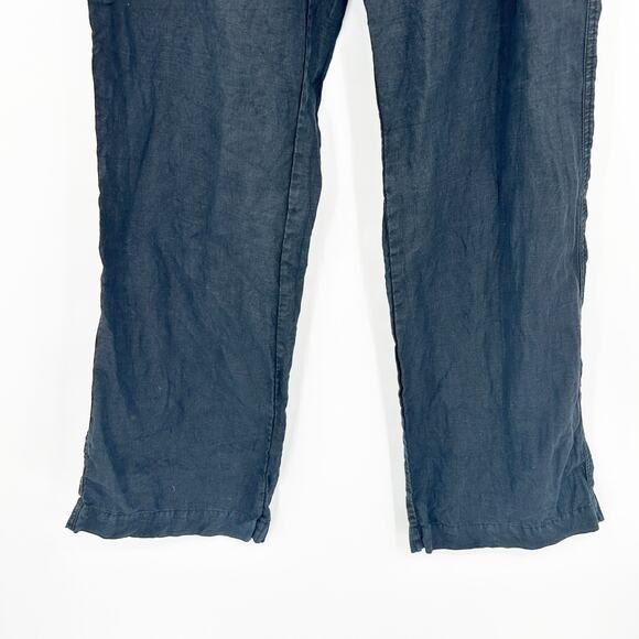 Allen Allen Womens Minimalist Beachy‎ Pull On Wide Leg 100% Linen Pants XL Black - Picture 3 of 7